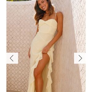 Chic Yellow Maxi Dress with Ruffle Detail